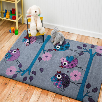 Dywan dla dzieci Ptaszki Bella 02 Szary
