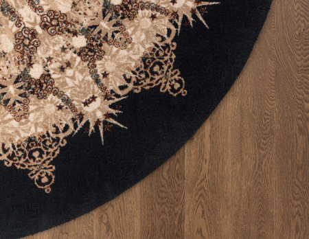 Dywan wełniany do salonu Agnella ROMEO Granatowy Koło AGNUS