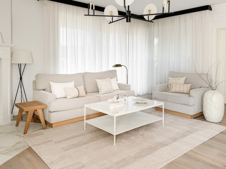 Dywan wełniany do salonu Agnella BRUSH LINES Beżowy HOUSE LOVES
