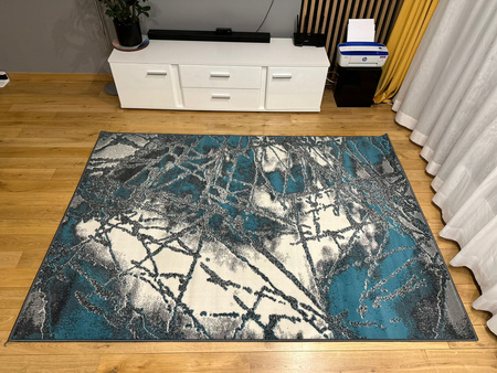 Dywan nowoczesny do salonu NESTO Szaro Turkusowy ALFA NEW IDEA