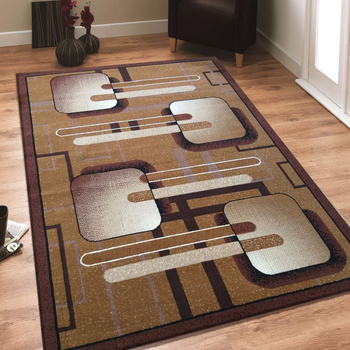 Dywan nowoczesny do salonu RECTUS Brązowy 16 BCF ALFA