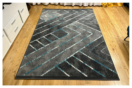 Dywan nowoczesny do salonu ARTO DEKO Szaro Turkusowy ALFA NEW IDEA