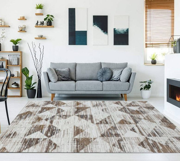 Dywan nowoczesny do salonu ROMB Beżowy Niebieski 104 TEKSAS