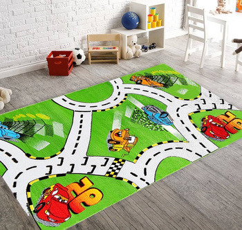 Dywan dziecięcy ULICE Zielono-kremowy k444a BAMBI