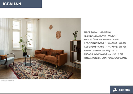 Dywan wełniany do salonu Agnella PIKE Beżowy Szary ISFAHAN