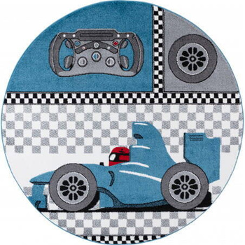 Dywan dla dzieci WYŚCIGI Szaro-Niebieskie Koło KIDS DZIDZIA