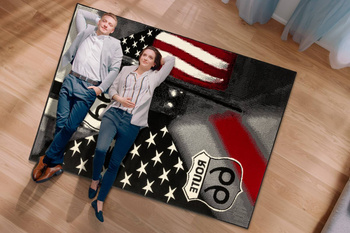 Dywan nowoczesny do salonu AMERICAN RT66 Czarny CITY