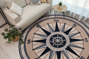 Dywan wełniany do salonu Agnella KOMPAS Pale Beżowy Koło BALLATA