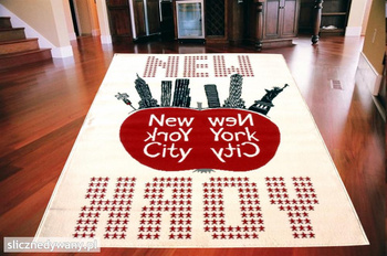 Dywan nowoczesny do salonu NYC BIG APPLE Kremowo Czerwony CITY