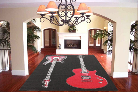 Dywan nowoczesny do salonu ELECTRIC GUITARS Czarny CITY