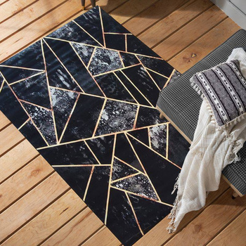 Dywan antypoślizgowy do salonu RUBIN Czarno-Złoty 16 BLACK