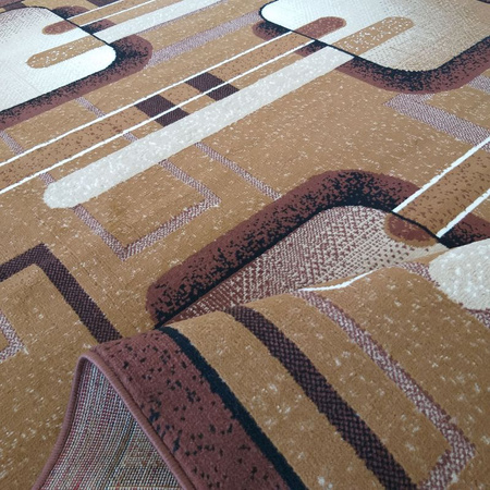 Dywan nowoczesny do salonu RECTUS Brązowy 16 BCF ALFA