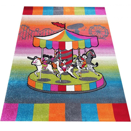 Dywan dziecięcy dla dzieci KATARYNKA KARUZELA 116 Różowy BELLA Kids