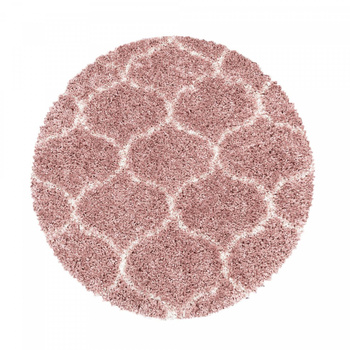 Dywan nowoczesny do salonu i sypialni Shaggy Różowy Koło SELSA