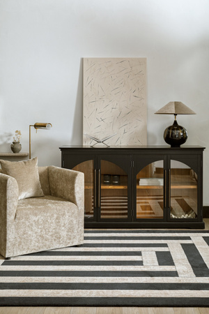 Dywan wełniany do salonu Agnella ART DECO I Kremowy HOUSE LOVES