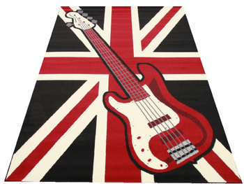 Dywan nowoczesny do salonu UNION JACK GUITARS Czarny CITY