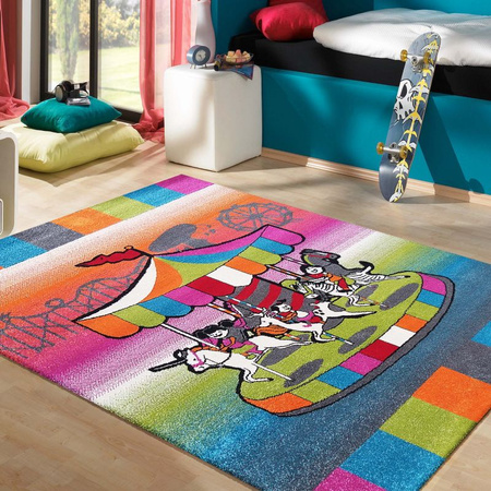 Dywan dziecięcy dla dzieci KATARYNKA KARUZELA 116 Różowy BELLA Kids