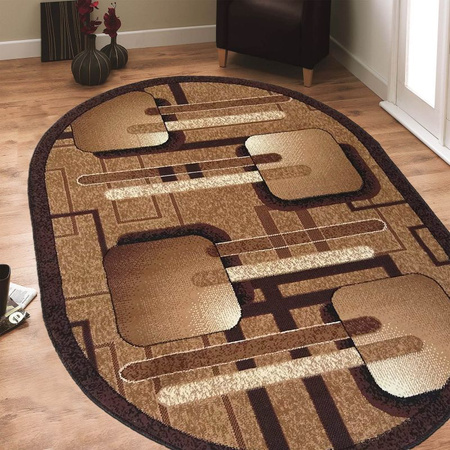 Dywan nowoczesny do salonu RECTUS Brązowy 16 Owalny BCF ALFA