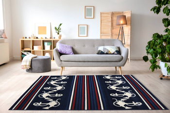 Dywan młodzieżowy do salonu KOTWICE Granat ALFA