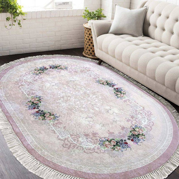 Dywan antypoślizgowy do salonu BUKIECIK Pudrowy Róż 105 Owal HORECA NEW