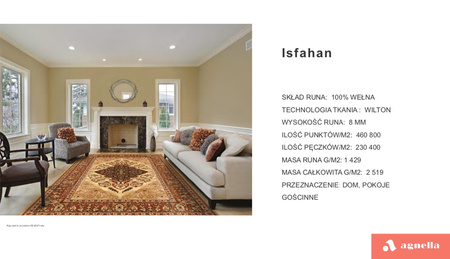 Dywan wełniany do salonu Agnella ALPHA Miedziany Kremowy ISFAHAN