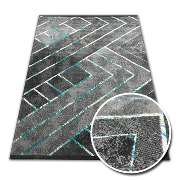 Dywan nowoczesny do salonu ARTO DEKO Szaro Turkusowy ALFA NEW IDEA