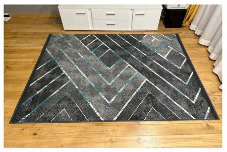 Dywan nowoczesny do salonu ARTO DEKO Szaro Turkusowy ALFA NEW IDEA