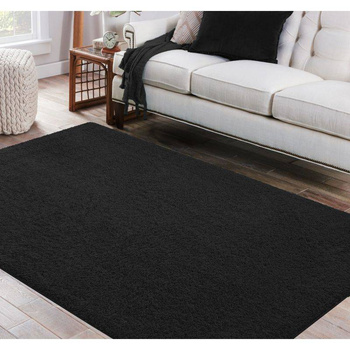 Dywan do salonu Shaggy jednokolorowy Czarny KAMEL