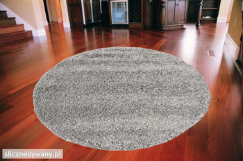 Dywan do salonu, sypialni SZARY Srebrny Silver Koło SHAGGY Fresee