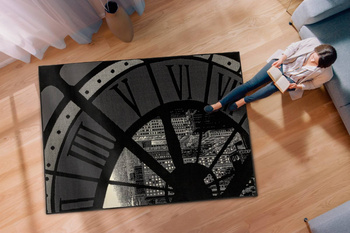 Dywan młodzieżowy BIG CLOCK Zegar Czerń CITY