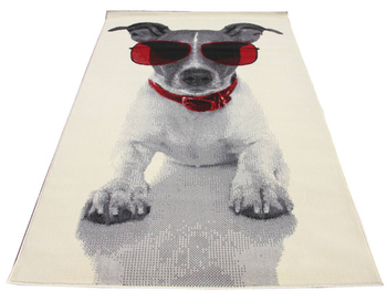 Dywan młodzieżowy DOGGY DOG Kremowo Czerwony CITY