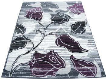 Dywan nowoczesny BUKIET Lila Czerń Biel ALFA