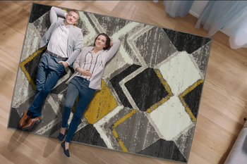 Dywan nowoczesny do salonu RETRO Szaro Żółty ALFA