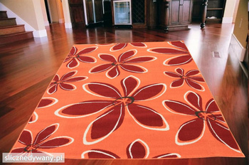 Dywan nowoczesny do salonu Bloom Pomarańcz Bordo ALFA