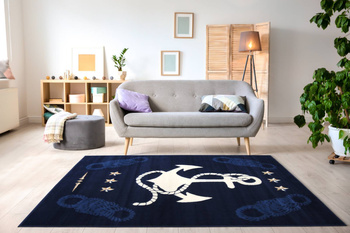 Dywan młodzieżowy do salonu KOTWICA Granat ALFA
