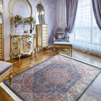 Dywan jedwabny klasyczny do salonu PALACE Granatowy 06 QUM SILK