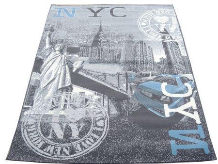 Dywan młodzieżowy NEW YORK EMPIRE Szaro Niebieski CITY